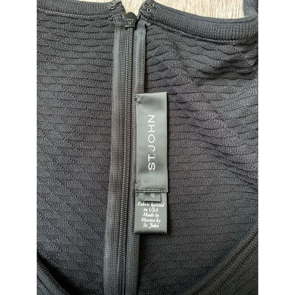 St John : black jacquard fit & flare knit dress - Picture 11 of 12